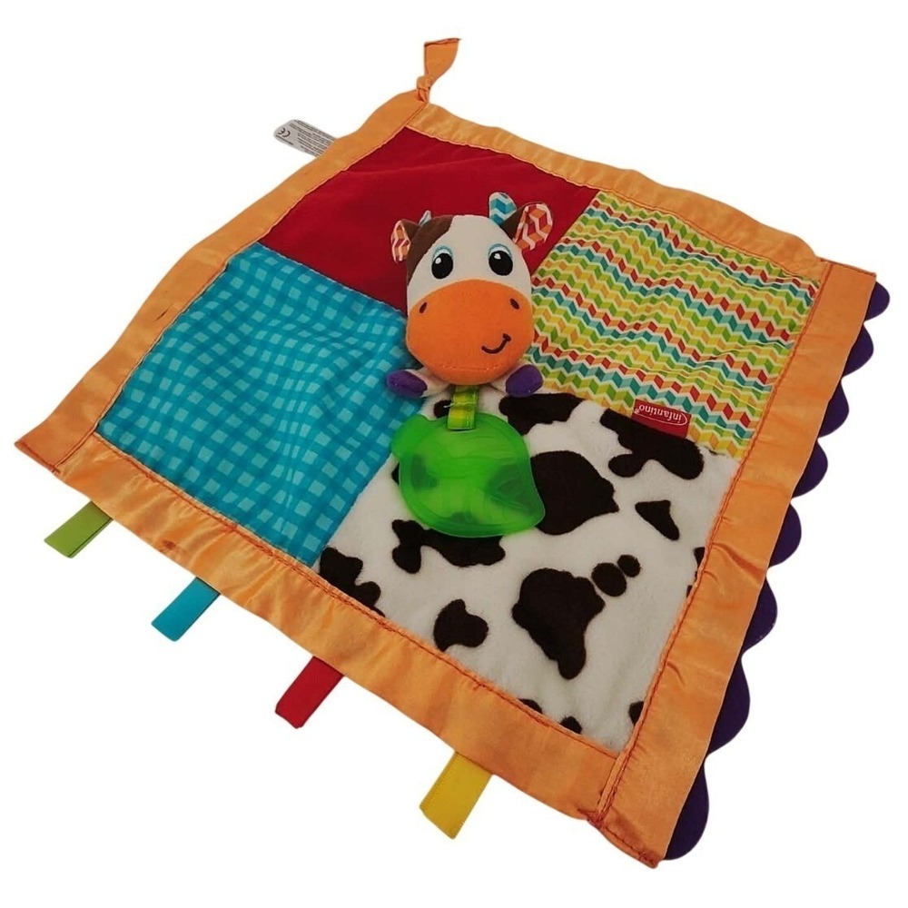 Infantino‎ Security Blanket Kids OS Multicolor Cow Plush Teether Taggies 216-023